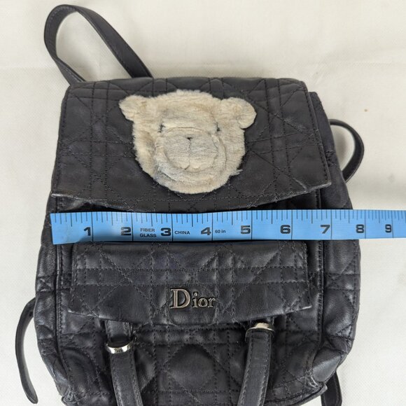 Authentic Christian Dior Quilted Lambskin Black Leather Teddy Bear Backpack main image 9